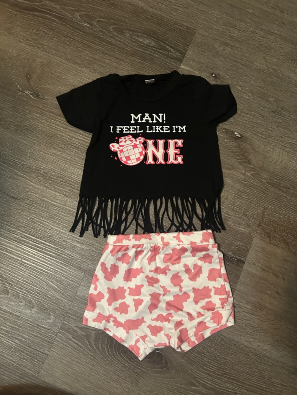 Kids Fringe Tee & Pink Camo Shorts Matching Set